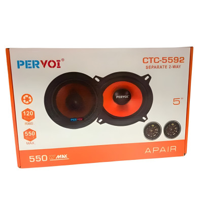 Автомобильные колонки PERVOI CTC-5592 5 дюйм двухполосные 550W Черный 2 шт Автомобильные колонки PERVOI CTC-5592 5 дюйм двухполосные 550W Черный 2 шт