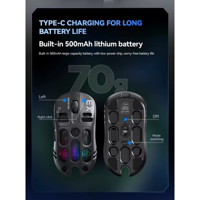Миша бездротова T-Wolf X3 PAW 3311 12000 DPI 2.4G Bluetooth Black Миша бездротова T-Wolf X3 PAW 3311 12000 DPI 2.4G Bluetooth Black