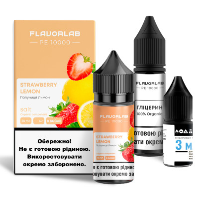 Набор компонентов для самозамеса солевой FlavorLab PE 10000 Strawberry Lemon клубника лимон 0-65 мг 30 мл (18215-hbr)
