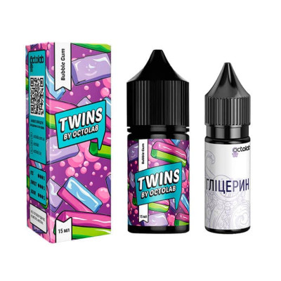 Набір компонентів для самозамісу сольової заправки Twins Bubble Gum Жуйка з яблуком 0-65 мг 30 мл (18280-hbr)