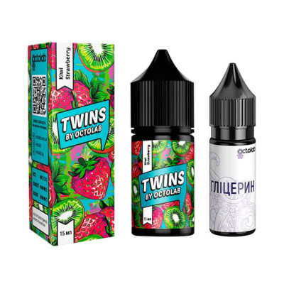 Набір компонентів для самозамісу сольової заправки Twins Kiwi Strawberry Ківі Полуниця 0-65 мг 30 мл (18284-hbr)