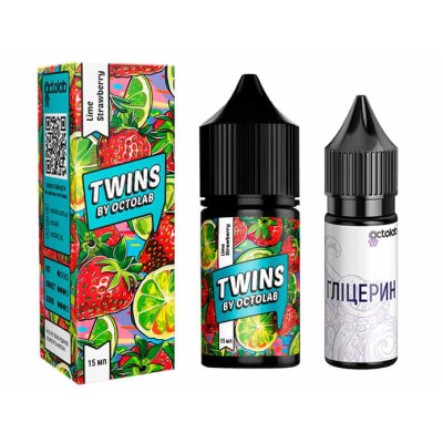 Набір компонентів для самозамісу заправки сольової Twins Lime Strawberry Лайм Полуниця 0-65 мг 30 мл (18285-hbr)