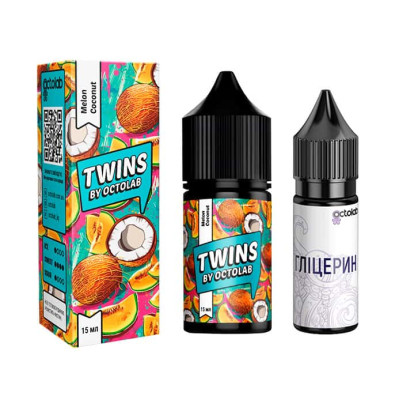 Набір компонентів для самозамішування сольової заправки Twins Melon Coconut 0-65 мг 30 мл (18287-hbr)