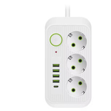 Сетевой фильтр Power Socket  F09U 4USB 3AC Белый (hub_izuj2x)