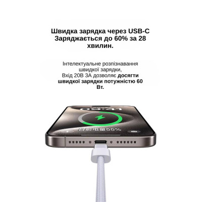 Кабель XON SmartCable Type-C - Type-C PD 60W 2м MaxCharge Білий (SC602C6W2W 3299) Кабель XON SmartCable Type-C - Type-C PD 60W 2м MaxCharge Білий (SC602C6W2W 3299)