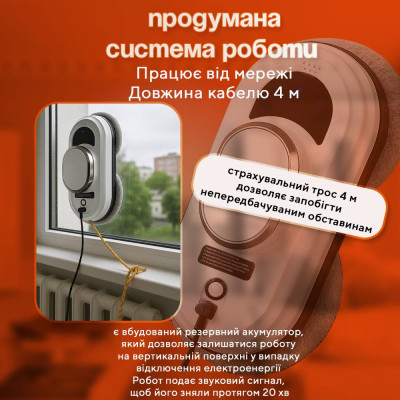 Робот для мойки стекла No Brand 600 Вт Белый (WW-523) Робот для мойки стекла No Brand 600 Вт Белый (WW-523)
