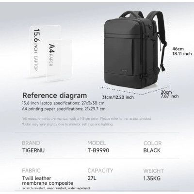 Рюкзак городской Tigernu T-B9990 27 л 15.6 Рюкзак городской Tigernu T-B9990 27 л 15.6