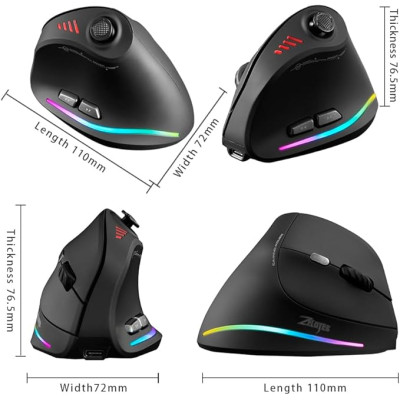 Мышь Zelotes F-18 RGB 2,4G Bluetooth Black (hub_lm8t60)