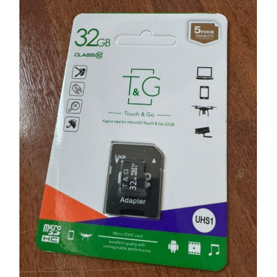 Карта пам'яті T&G 32 Gb microSD class 10 Чорний (2104618692) Карта пам'яті T&G 32 Gb microSD class 10 Чорний (2104618692)