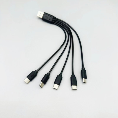 Кабель спліттер для заряджання та живлення Digital USB-5 Type-C 2A 20 см Чорний (A5C-02mB)