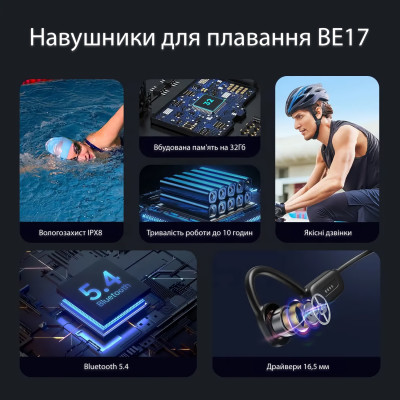 Навушники з кістковою провідністю Langsdom BE17 Black Навушники з кістковою провідністю Langsdom BE17 Black