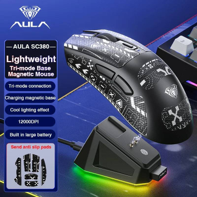 Мышь беспроводная игровая Aula SC380 Print 12000 DPI 2,4G+Bluetooth Black Мышь беспроводная игровая Aula SC380 Print 12000 DPI 2,4G+Bluetooth Black