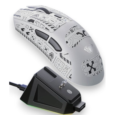 Миша бездротова ігрова Aula SC380 Print 12000 DPI 2,4G Bluetooth Сіро-чорний