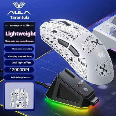 Мышь беспроводная игровая Aula SC380 Print 12000 DPI 2,4G+Bluetooth Серо-черный Мышь беспроводная игровая Aula SC380 Print 12000 DPI 2,4G+Bluetooth Серо-черный