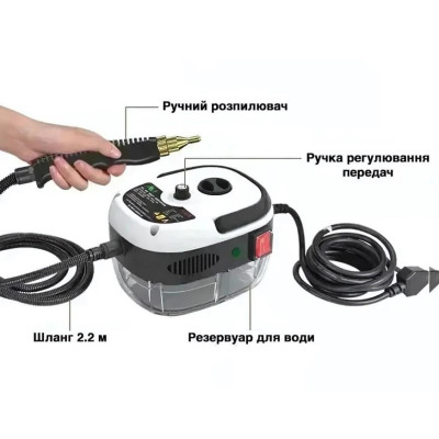 Пароочиститель для уборки дома No Brand 2500 Вт 1.2 л Белый (2104618760) Пароочиститель для уборки дома No Brand 2500 Вт 1.2 л Белый (2104618760)