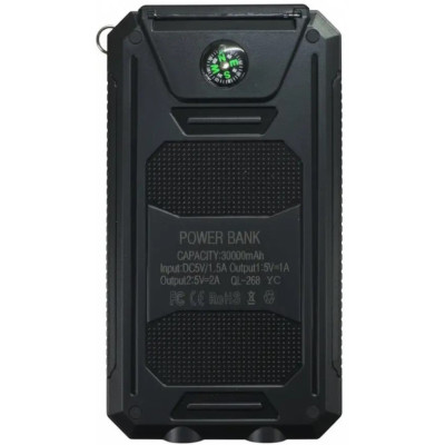 Внешний повербанк Solar Power Bank 30000 мА/ч с компасом Черный (2104618804)