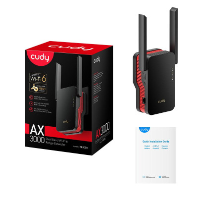 Ретранслятор Cudy RE3000 Wi-Fi 6 Mesh Gigabit Ethernet Черный (2802766823) Ретранслятор Cudy RE3000 Wi-Fi 6 Mesh Gigabit Ethernet Черный (2802766823)