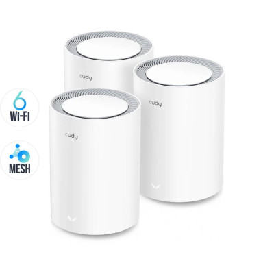 Маршрутизатор дводіапазонний гігабітний Cudy M1800 WiFi Mesh WiFi 6 AX1800 3-Pack (2804623103) Маршрутизатор дводіапазонний гігабітний Cudy M1800 WiFi Mesh WiFi 6 AX1800 3-Pack (2804623103)