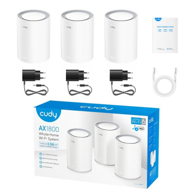 Маршрутизатор дводіапазонний гігабітний Cudy M1800 WiFi Mesh WiFi 6 AX1800 3-Pack (2804623103) Маршрутизатор дводіапазонний гігабітний Cudy M1800 WiFi Mesh WiFi 6 AX1800 3-Pack (2804623103)