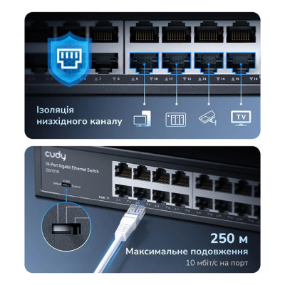 Коммутатор неуправляемый гигабитный Cudy GS1016 16-портовый (2804827196) Коммутатор неуправляемый гигабитный Cudy GS1016 16-портовый (2804827196)