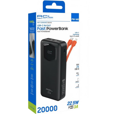 Портативный повербанк ACL PW-140 Power bank 20000 мАч Черный (2104618844) Портативный повербанк ACL PW-140 Power bank 20000 мАч Черный (2104618844)