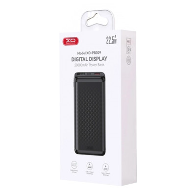 УМБ Power Bank XO PB309 20000mAh/22.5W Quick Charge 3.0 LED Black (37903_3665068) УМБ Power Bank XO PB309 20000mAh/22.5W Quick Charge 3.0 LED Black (37903_3665068)