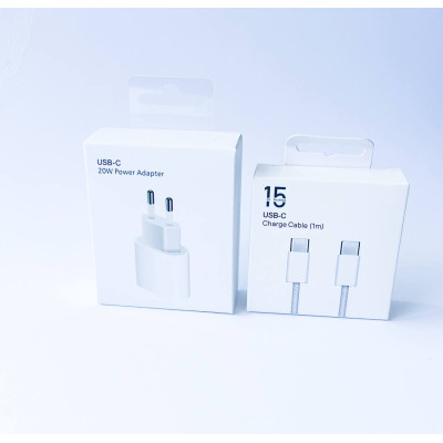 Зарядное устройство с кабелем No Brand iPhone 15/16 20 Вт Type-C to Type-C 1 м White (V4T-0031-97)