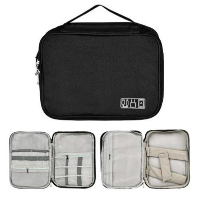Сумка органайзер для зберігання проводів Lesko # 082 27x20x10 см Black (13907-90899) Сумка органайзер для зберігання проводів Lesko # 082 27x20x10 см Black (13907-90899)