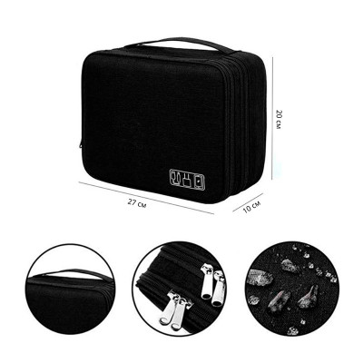 Сумка органайзер для зберігання проводів Lesko # 082 27x20x10 см Black (13907-90899) Сумка органайзер для зберігання проводів Lesko # 082 27x20x10 см Black (13907-90899)