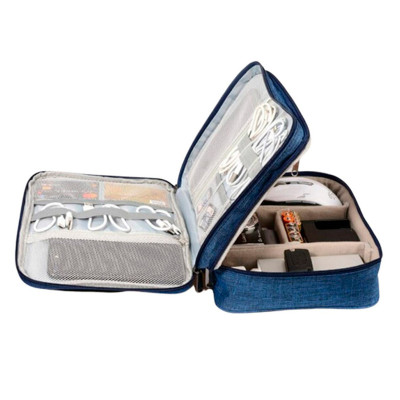 Сумка органайзер для зберігання проводів Lesko # 082 27x20x10 см Blue (13907-90891) Сумка органайзер для зберігання проводів Lesko # 082 27x20x10 см Blue (13907-90891)