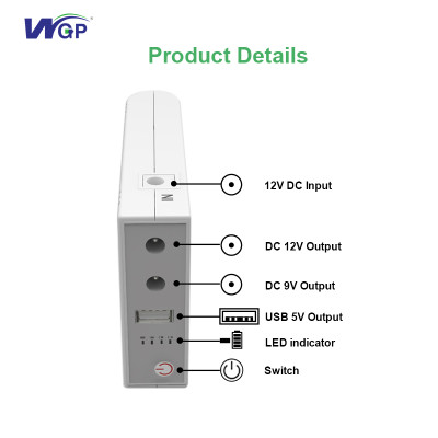 Безперебійник mini ups WGP ДБЖ повербанк для wi fi роутерів 5v 9v 12v 10400 mAh Білий