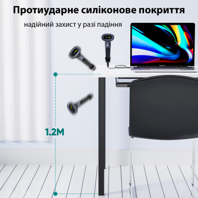 Лазерний сканер штрих-кодів Action 2D Dark Grey (YK-HS22) Лазерний сканер штрих-кодів Action 2D Dark Grey (YK-HS22)