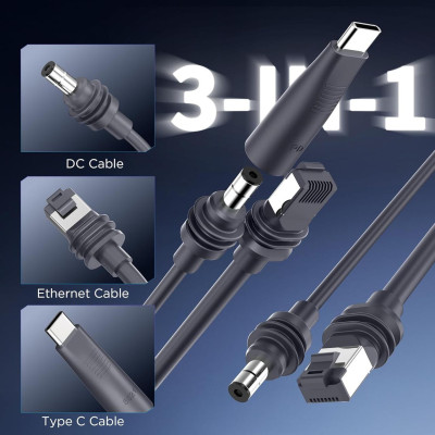 Кабель No Brand Hugener 2в1 Starlink Mini для заряджання DC/USB-C 5 м Сірий (2881814387) Кабель No Brand Hugener 2в1 Starlink Mini для заряджання DC/USB-C 5 м Сірий (2881814387)
