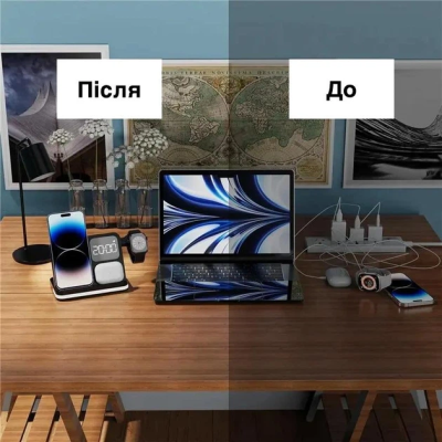 Док-станція для телефону годинника та навушників No Brand 4в1 B22-APB-20W Lightning Чорний (2884008718) Док-станція для телефону годинника та навушників No Brand 4в1 B22-APB-20W Lightning Чорний (2884008718)