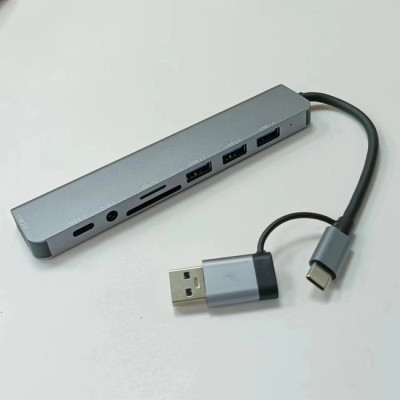 Концентратор Digital Type-C/USB-A 8в1 USB 3.0/USB 2.0/TF/SD 3.5 мм Серый (HUB-8IN1) Концентратор Digital Type-C/USB-A 8в1 USB 3.0/USB 2.0/TF/SD 3.5 мм Серый (HUB-8IN1)
