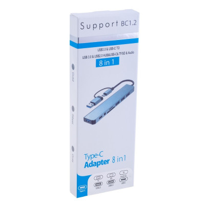 Концентратор Digital Type-C/USB-A 8в1 USB 3.0/USB 2.0/TF/SD 3.5 мм Серый (HUB-8IN1) Концентратор Digital Type-C/USB-A 8в1 USB 3.0/USB 2.0/TF/SD 3.5 мм Серый (HUB-8IN1)