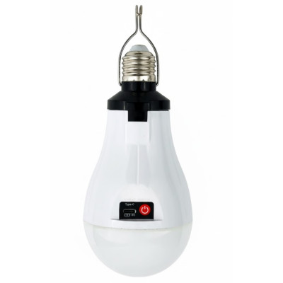 Лампочка аккумуляторная с крючком и зарядкой No Brand LED Type-C Е 27 Белый (2104619093)