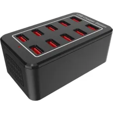 Зарядна станція багатопортова iLEPO на 10 USB портів Black (19011-hbr)