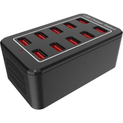 Зарядная станция многопортовая iLEPO на 10 USB портов Black (19011-hbr)