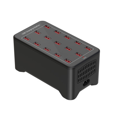 Зарядна станція багатопортова iLEPO на 15 USB портів Black (19012-hbr)