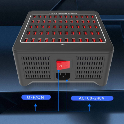 Зарядная станция многопортовая iLEPO на 60 USB портов Black (19016-hbr) Зарядная станция многопортовая iLEPO на 60 USB портов Black (19016-hbr)