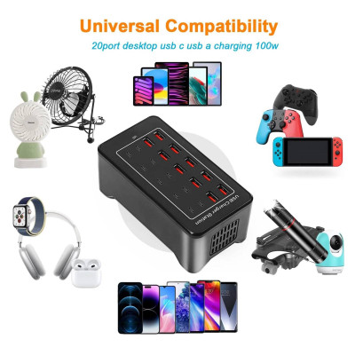 Зарядная станция многопортовая iLEPO на 10 USB портов+10 Type-C Black (19017-hbr) Зарядная станция многопортовая iLEPO на 10 USB портов+10 Type-C Black (19017-hbr)