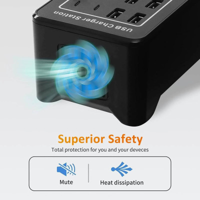 Зарядная станция многопортовая iLEPO на 10 USB портов+10 Type-C Black (19017-hbr) Зарядная станция многопортовая iLEPO на 10 USB портов+10 Type-C Black (19017-hbr)