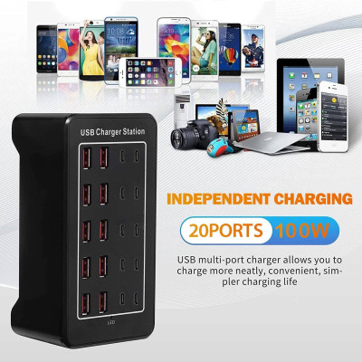 Зарядная станция многопортовая iLEPO на 10 USB портов+10 Type-C Black (19017-hbr) Зарядная станция многопортовая iLEPO на 10 USB портов+10 Type-C Black (19017-hbr)