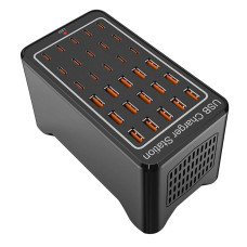 Зарядна станція багатопортова iLEPO на 15 USB портів +15 Type-C Black (19018-hbr)