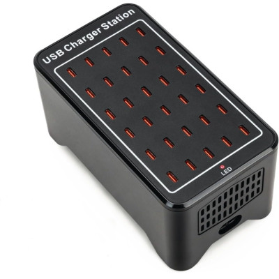 Зарядная станция многопортовая iLEPO на 30 Type-C портов Black (19019-hbr)