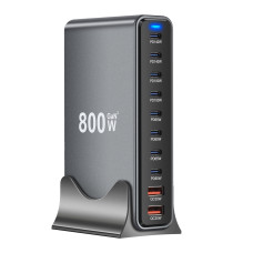 Зарядна станція багатопортова iLEPO на 2 USB+8 Type-C Black (19022-hbr)
