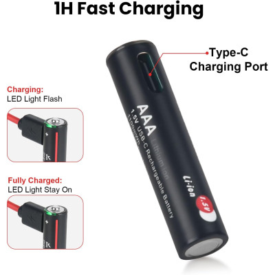 Аккумулятор AAA Soshine 1.5V 730 mAh 1100 mWh Type-C (18880-hbr) Аккумулятор AAA Soshine 1.5V 730 mAh 1100 mWh Type-C (18880-hbr)