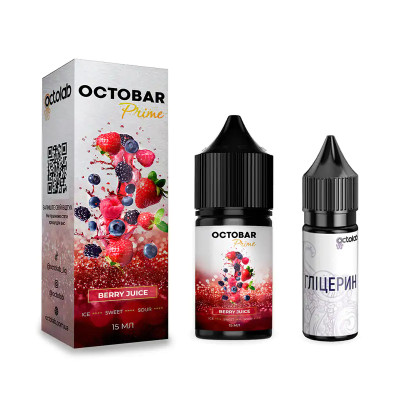 Набор компонентов для самозамеса солевой заправки Octobar Prime 15 мл Berry Juice 0-50 мг (19049-hbr)
