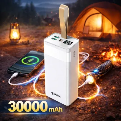 Зовнішній акумулятор Power Bank Torima 30000 mAh 22.5W White (3_07998) Зовнішній акумулятор Power Bank Torima 30000 mAh 22.5W White (3_07998)